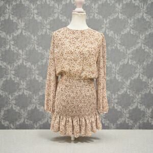 Dress Forum Los Angeles Mini Dress Floral Medium Beige Pink